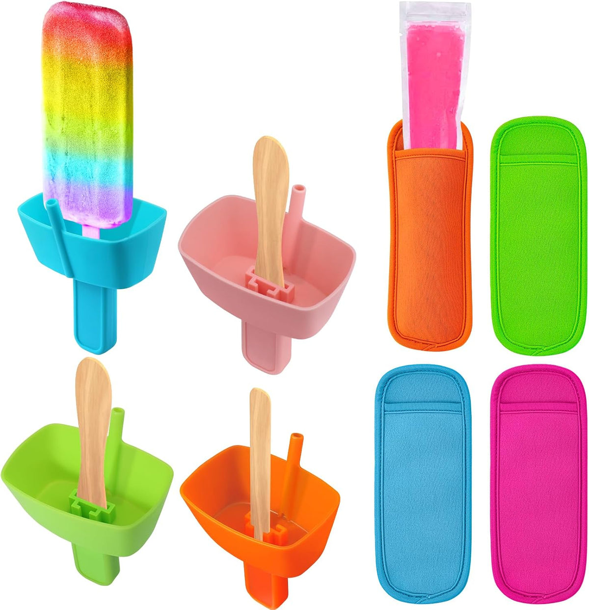 Kids Silicone Popsicle Holders with Reusable Sleeves