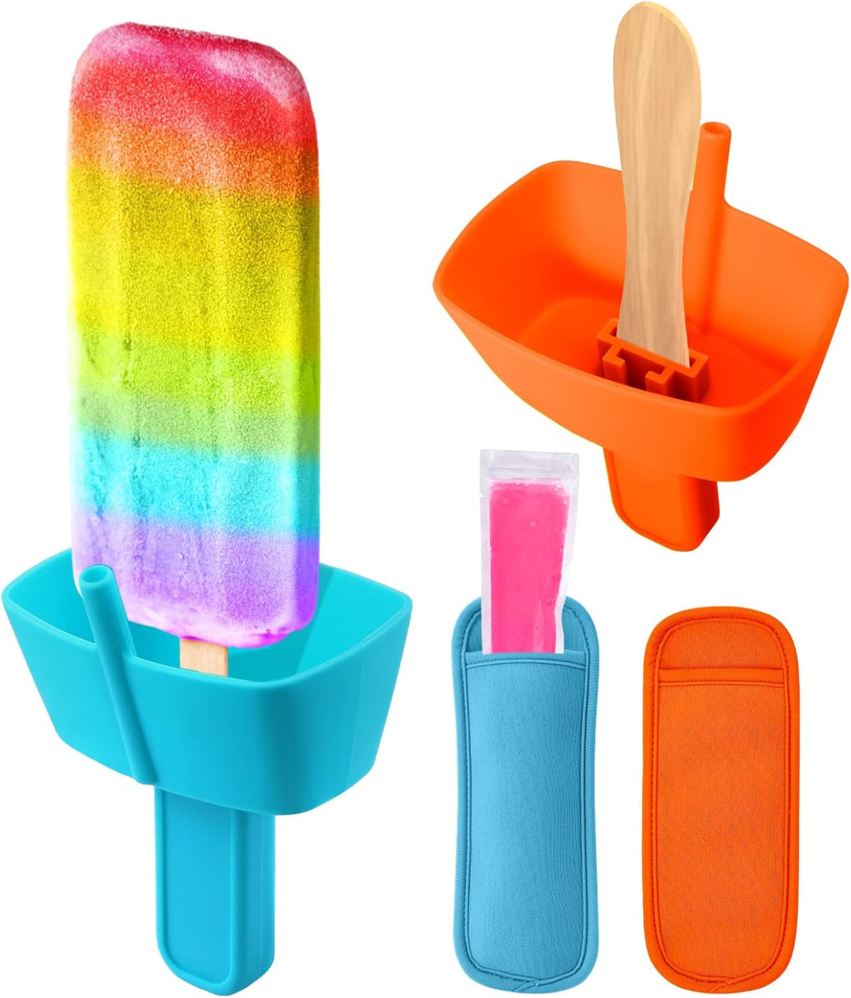 Kids Silicone Popsicle Holders with Reusable Sleeves