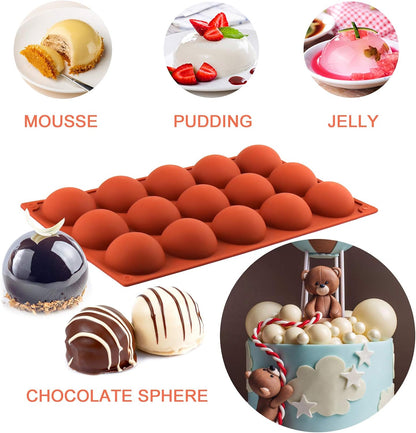 15-Cavity Hemisphere Silicone Dessert Mold