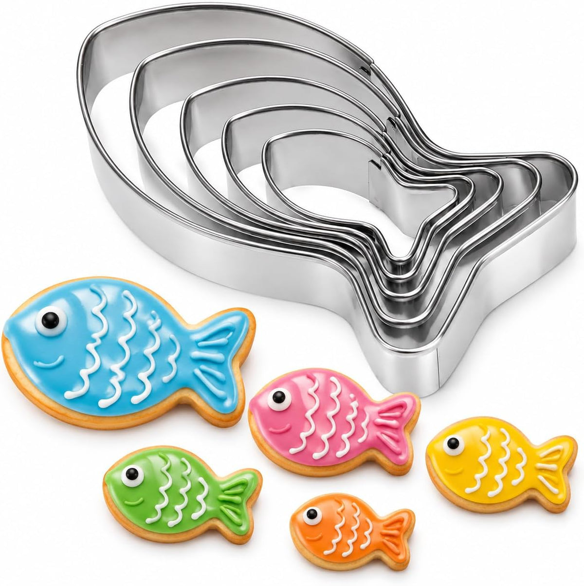Five-piece gold fish stainless steel cookie cutter set