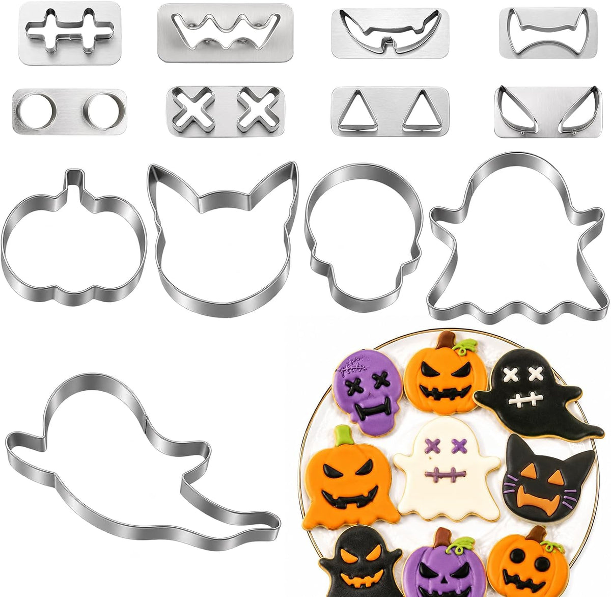 13-piece Halloween stainless steel cookie cutter set