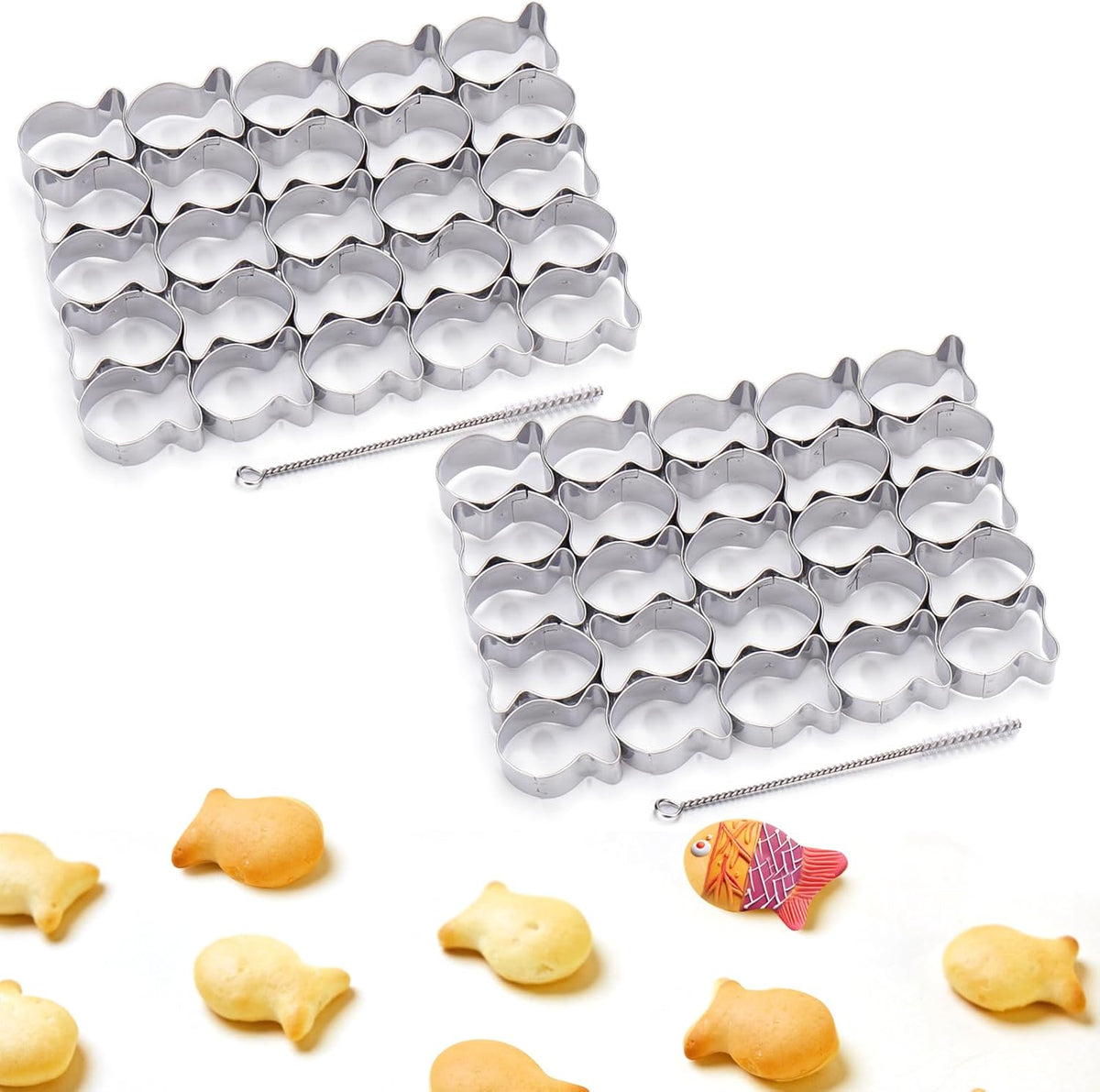 Two-piece mini fish stainless steel cookie cutter set